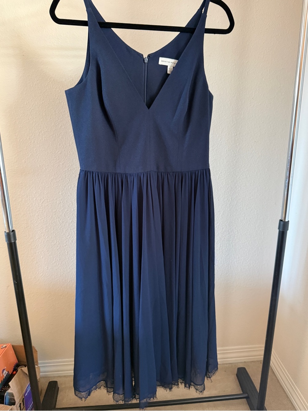 Dress the Population Navy V-Neck Spaghetti-Strap Midi Dress - Picture 2 of 4